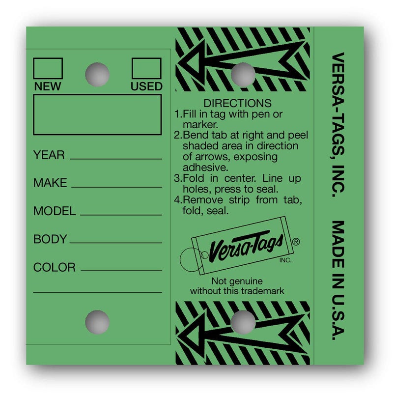 Genuine Versa-TagÂ® Key Tags (Half-Pack) (125 Key Tags and Key Rings per Box) (Green)